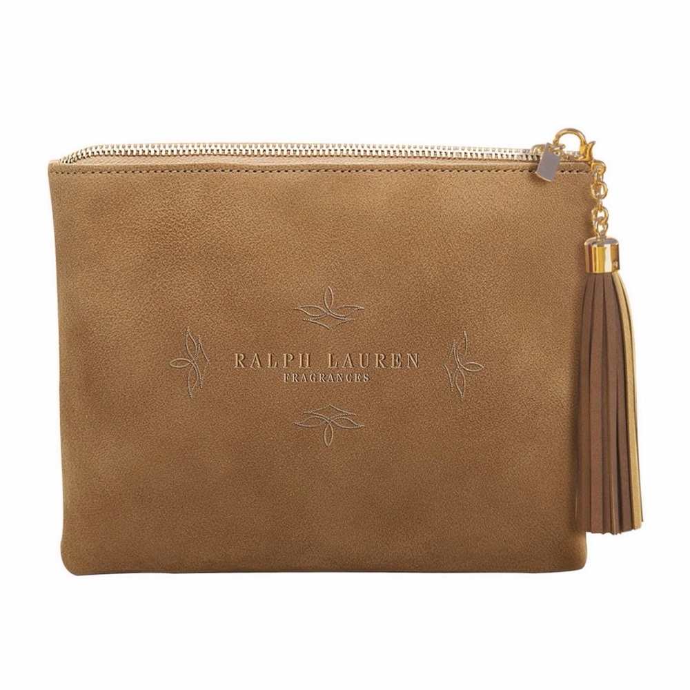 Ralph Lauren Brown Tassel Pouch & Canvas Tote Set new - Picture 2 of 3